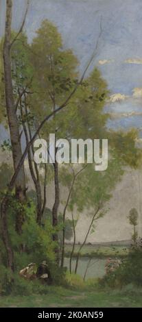 Skizze für die Festivaltreppe des Hotel de Ville in Paris: Ufer der seine, zwischen 1888 und 1890. Stockfoto