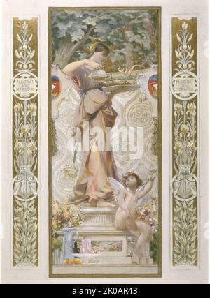 Skizze für die 'Festival Staircase' im Hotel de Ville in Paris: Erfrischung, c1888-1898. Stockfoto