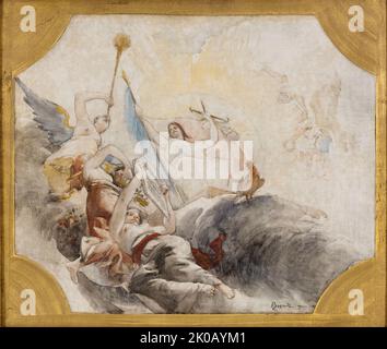 Esquisse pour la salle des mariages de la mairie du 19èME Arrondissement de la Ville de Paris : Le Triomphe de la République (Plafond), 1880. Stockfoto