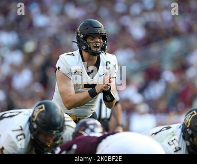 College Station, TX, USA. 10. September 2022. Appalachian State Quarterback Chase Brice (7) während eines College-Fußballspiels zwischen Texas A&M und Appalachian State am 10. September. 2022 in College Station, Texas. Nicht rangierte Appalachian State Unreed No. 6 Texas A&M 17-14. (Bild: © Scott Coleman/ZUMA Press Wire) Stockfoto