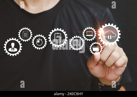Unternehmen Internet der Dinge IoT neue Technologie Big Data Cloud-Datenbank Informationsspeicher digitales Konzept. Stockfoto
