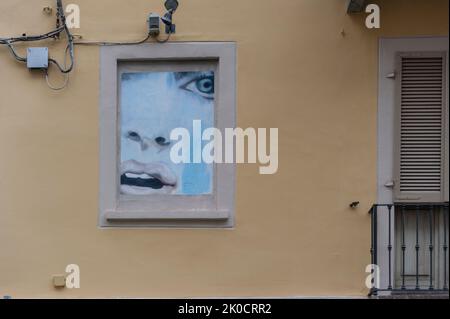 Turin, Italien, MAU, Städtisches Kunstmuseum. Wandmalereien und Graffiti von Künstlern an den Fassaden des Bezirks Campidoglio in Turin. Stockfoto