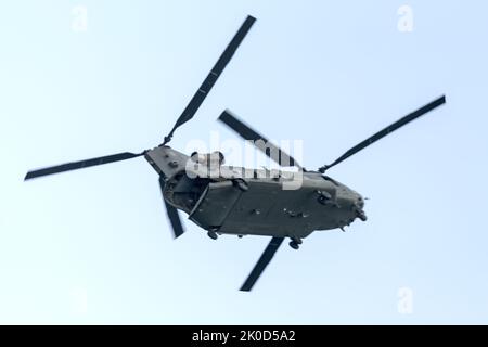 RAF HC6A Chinook Display, Bournemouth Air Show 2022, Großbritannien Stockfoto