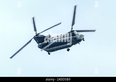 RAF HC6A Chinook Display, Bournemouth Air Show 2022, Großbritannien Stockfoto