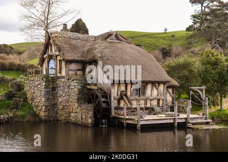 Hobbiton, Neuseeland, Matamata, Herr der Ringe/der Hobbit-Filmset Stockfoto