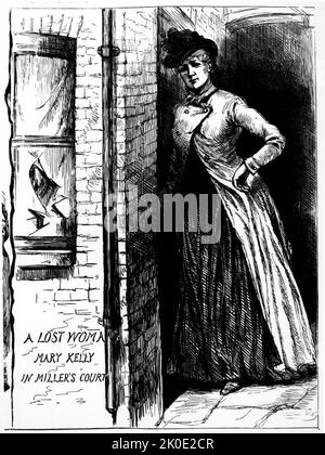 Annie Chapman (1840. - 8. September 1888) zweites Opfer des berüchtigten, nicht identifizierten Serienmörders Jack the Ripper, der von Ende August bis Anfang November 1888 mindestens fünf Frauen in den Londoner Stadtteilen Whitechapel und Spitalfields tötete und verstümmelte. Stockfoto