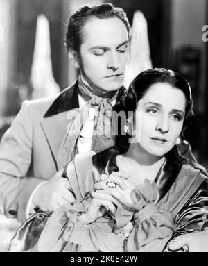 Werbefoto der Schauspielerin Norma Shearer und Fredric March für die Barretts der Wimpole Street (1934) Stockfoto