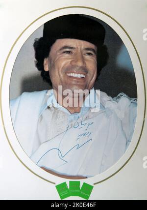 Muammar Muhammad Abu Minyar al-Gaddafi (c. 1942. - 20. Oktober 2011), allgemein bekannt als Oberst Gaddafi, war ein libyscher Revolutionär, Politiker und politischer Theoretiker. Stockfoto