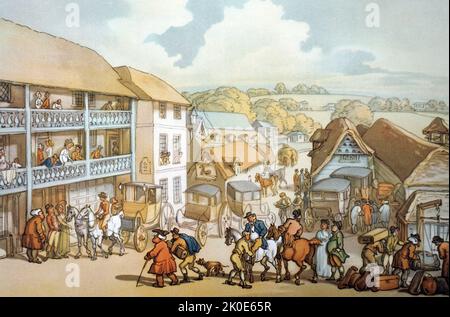 White Hart Inn, Windsor, England von Thomas Rowlandson (1757-1827) englischer Künstler und Karikaturist der georgischen Ära, bekannt für seine politische Satire und soziale Beobachtung. Stockfoto