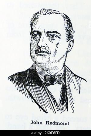 John Edward Redmond (1. September 1856 - 6. März 1918) war ein irischer nationalistischer Politiker, Rechtsanwalt und Abgeordneter im britischen Unterhaus. Von 1900 bis zu seinem Tod im Jahr 1918 war er am besten als Vorsitzender der gemäßigten irischen Parlamentarischen Partei (IPP) bekannt. Stockfoto