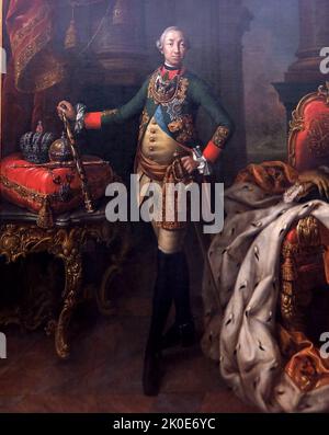 Porträt von Peter III., 1762 von Aleksey Antropov (1716-1795). Peter III (1728 - 1762) Kaiser von Russland für sechs Monate im Jahr 1762. Er wurde in Kiel als Charles Peter Ulrich aus Schleswig-Holstein-Gottorp geboren. Stockfoto