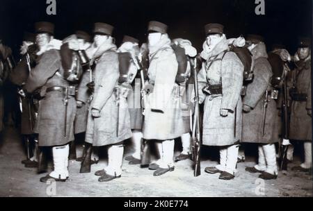 Japanische Soldaten auf der koreanischen Halbinsel 1905 während des Russisch-Japanischen Krieges von 1904-1905. Stockfoto
