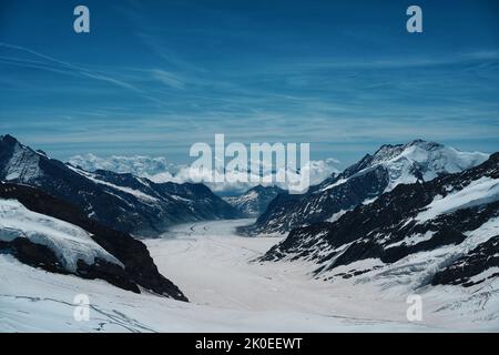 Weißer Berg, Aletschgletscher, Jungfrau Region, Schweiz Stockfoto