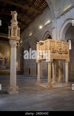 Abtei von San Clemente a Casauria, Provinz Pescara, Abruzzen, Italien, Europa. Stockfoto