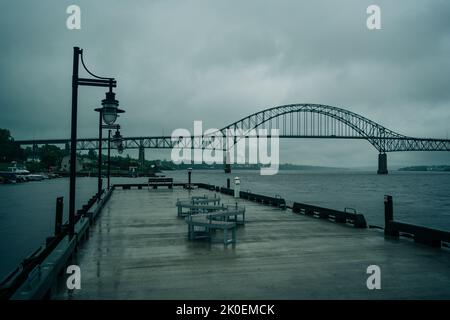 Blick auf die Centennial Bridge, Miramichi, New Brunswick, Kanada Stockfoto