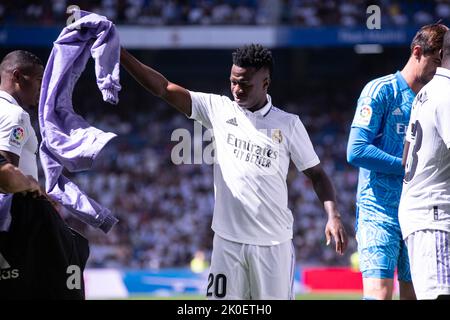 Stadion Santiago Bernabeu, Madrid, Spanien. 11. September 2022. La Liga Santander, Real Madrid CF versus Real CD Mallorca; Vinicus Jr Credit: Action Plus Sports/Alamy Live News Stockfoto