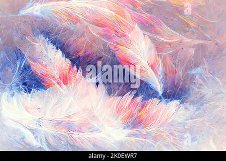 Schönes abstraktes Gemälde von Vogelfedern. Stockfoto
