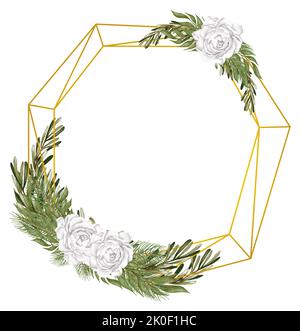 Luxus geometrische Polyeder, Hochzeit Einladung Deco Stil Design, können Sie Blatt oder Blume auf Ober- oder Unterseite für Elemente in romantischen Thema zu machen. Stockfoto