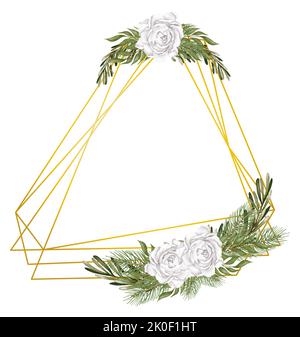 Luxus geometrische Polyeder, Hochzeit Einladung Deco Stil Design, können Sie Blatt oder Blume auf Ober- oder Unterseite für Elemente in romantischen Thema zu machen. Stockfoto