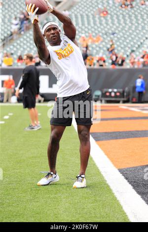 Cincinnati, Ohio, USA. Cincinnati, Ohio, USA. 11. Sep, 2022. Während DER WOCHE 1 des NFL regulären Saison Spiel zwischen den Pittsburgh Steelers und Cincinnati Bengals im Paul Brown Stadium in Cincinnati, Ohio. JP Waldron/Cal Sport Media/Alamy Live News Stockfoto