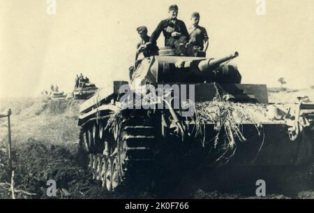 Wehrmacht Heer Panzerkampfwagen III PzKpfw III Panzer III Ausf. H - Deutsche Armee Panzerkampfwagen / mittelgroßer Tank III Mark / Mk H - Russland Stockfoto