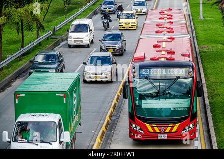 Bogota Kolumbien, Avenida El Dorado Calle 26, TransMilenio Bus Rapid Transit System BRT öffentlichen Verkehrsmitteln eingeschränkt reservierten Lane Verkehr, kolumbianisch Stockfoto