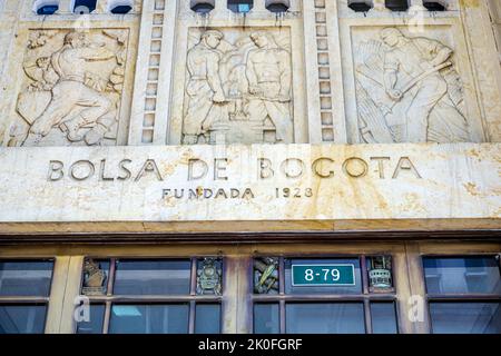 Bogota Kolumbien,La Candelaria Centro Historico zentrales historisches Stadtzentrum,Bolsa de Bogota ehemalige Börse gegründet 1928 Eingang bui Stockfoto