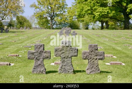 Blick auf den deutschen Friedhof in Chapelle-en-Juger, Marigny, Saint-Lo, Normandie, Frankreich, Europa Stockfoto