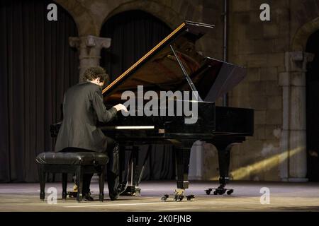 Can Çakmur, Solo-Klavierkonzert, Brahms Pollença-Festival, Mallorca, Balearen, Spanien Stockfoto