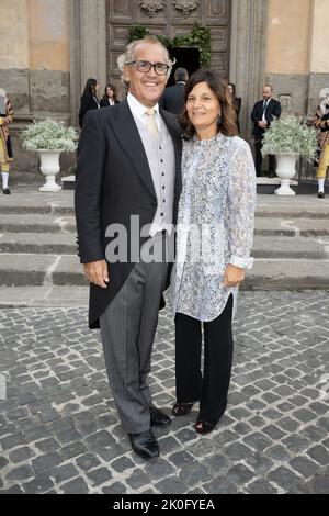 Prinz Francesco Ruspoli und Prinzessin Angelica Ruspoli nehmen an der Hochzeit von Prinzessin Giacinta Ruspoli und Alessia Rossi in der Stiftskirche Santa Maria in Vignanello am 10. September 2022 in Italien Teil.Foto von David Niviere/ABACAPRESS.COM Stockfoto