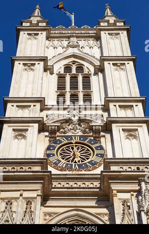 Nahaufnahme der Westminster Abbey in London Stockfoto