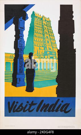 Visit India (India Ministry of Information and Broadcasting, 1950s) Reiseplakat Stockfoto