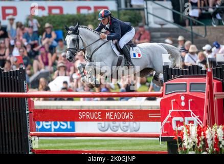 Calgary, Alberta, Kanada, 11. September 2022. Olivier Robert (FRA) im Vangog du Mas Garnier, CSIO Spruce Meadows Masters, - CP Grand Prix: Credit Peter Llewellyn/Alamy Live News Stockfoto