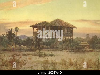 Ein Dak Bungalow aus dem Buch "Burma", gemalt und beschrieben von Kelly, R. Talbot (Robert Talbot), 1861-1934 Erscheinungsdatum 1905 Verlag London : Adam and Charles Black Stockfoto