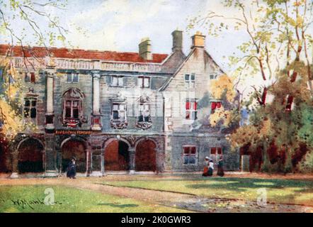 Pepys' Library, Magdalene College Cambridge in dieser Reihe von alten Gebäuden befindet sich die Pepysian Library. Der Stil ist siebzehnten Jahrhundert gemalt von William Matthison, 1853-1926 in 1907 Stockfoto