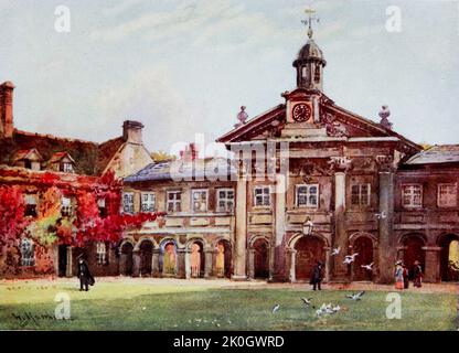 Das erste Gericht des Emmanuel College Cambridge Cambridge, gemalt von William Matthison, 1853-1926 im Jahr 1907 Stockfoto