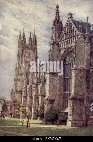 Südwestlicher Querschiff und St George's Tower Canterbury Cathedral, gemalt von W. Biscombe Gardner 1907 Stockfoto