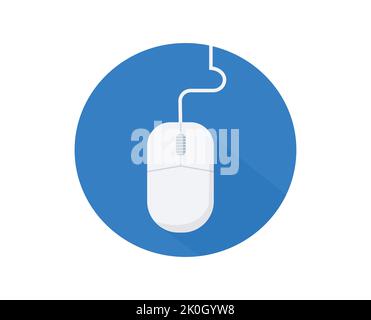 Maussymbol in einem blauen Kreis. Vektor-Illustration mit flachem Design. Stock Vektor