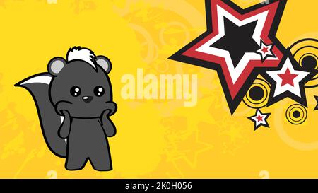 chibi Kid skunk Cartoon Hintergrund Poster Illustration im Vektorformat Stock Vektor