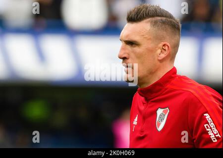 Buenos Aires, Argentinien. 11. September 2022. Franco Armani von River Plate vor einem Spiel zwischen Boca Juniors und River Plate im Rahmen der Liga Profesional 2022 im Estadio Alberto J. Armando. (Endergebnis; Boca Juniors 1:0 River Plate) Credit: SOPA Images Limited/Alamy Live News Stockfoto