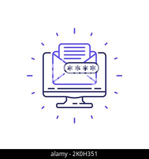E-Mail-Zugriff mit Passwort-Zeilensymbol Stock Vektor