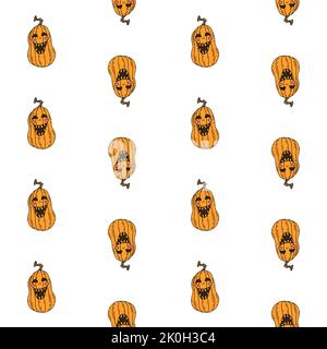 Halloween nahtlose Muster mit Cartoon Kürbisse auf weißem Hintergrund Stock Vektor