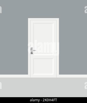 Leerer Innenraum mit Ziegelwand und geschlossener weißer Tür realistische Vektordarstellung eps 10 Stock Vektor