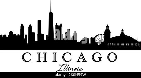 Silhouette der Skyline von Chicago mit Text Stock Vektor