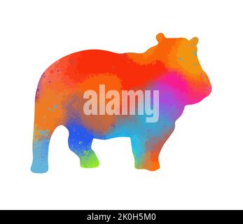 Schöne happo stehen in Stil. Hippo bunte Silhouette. Vektorgrafik Stock Vektor