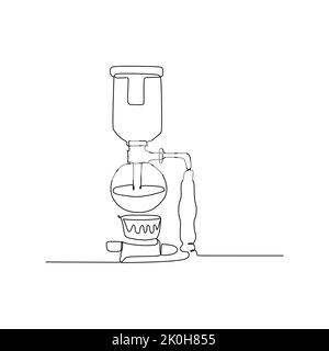 Siphon Kaffeemaschine Destillation Topf Haus Kaffeemaschine - kontinuierliche eine Linie Zeichnung Vektor Illustration Hand gezeichnet Stil Design für Lebensmittel und Getränke Stock Vektor