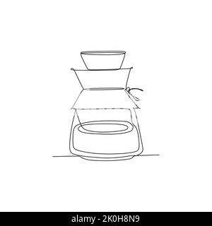 V60 Glass Coffee Maker - einfache kontinuierliche eine Linie Zeichnung Vektor-Illustration für Lebensmittel und Getränke Konzept Stock Vektor