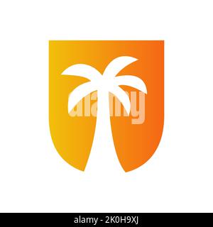Buchstabe U Palm Tree Logo Design-Konzept für Reisen Strand Landschaft Symbol Vektor-Vorlage Stock Vektor