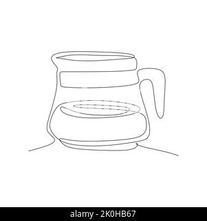 Kaffeekocher Pot V60 Tropfkessel. Kontinuierliche Einzellinie Zeichnung Vektor Illustration Handgezeichnete Stil Design für Lebensmittel und Getränke Konzept Stock Vektor