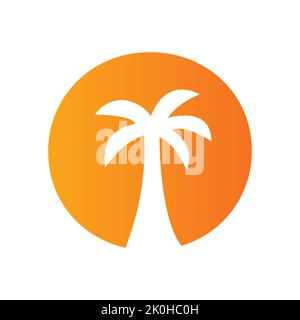 Letter O Palm Tree Logo Design-Konzept für Reisen Beach Landscape Icon Vektor-Vorlage Stock Vektor